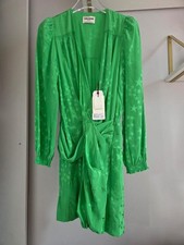 ZADIG & VOLTAIRE SILK RECOL STARS DRESS APPLE GREEN SHINY SIZE S BNWT. val 725 €