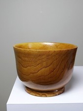 Grand bol vintage bois tourné sur socle