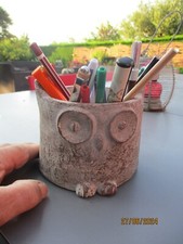 Chouette Cache Pot de Plante à Fleur ou Cactus au Hibou ou Porte Stylo en Ciment