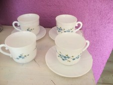Lot 4 Tasses À Thé Chocolat Arcopal Myosotis France Vaisselle Vintage