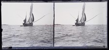 Suisse Bateau à voile Artistique c1930 Photo NEGATIVE Plaque de verre Vintage