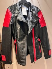 veste simili cuir rouge et