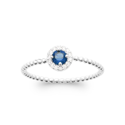 Bague solitaire zirconium bleu