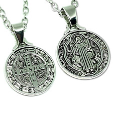 Pendentif Saint Benoît collier médaille médaillon protection chaîne croix...