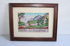 Ancien tableau broderie de