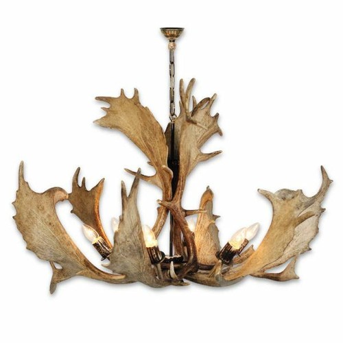 Lustre avec vrai bois - , daim