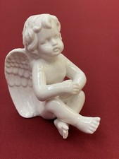 Statuette Chérubin Ange Assis Porcelaine