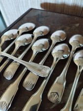 11 Cuillères de Table Orfèvrerie Dixi Filet/Coquille en Métal Argenté