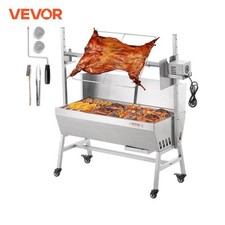 VEVOR Barbecue Charbon Tournebroche Électric 42W Charge 61kg Rôtissoire Inoxdabl