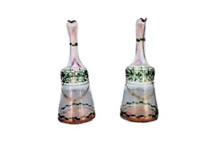 Carafe verre émailé décor couronne laurier d'époque 19ème Paire aiguières verre