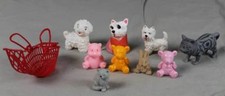 9 petites figurines animaux - chien, chat, lapin, ours en peluche - à partir de 3,5 cm environ.   /S187