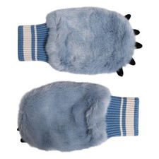 Dolce & Gabbana Gants Bleu Acrylique Tricoté Fourrure Poignet Moufles Un Taille