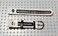 NEUF bracelet montre cuir  17 mm noir et blanc boucle metal