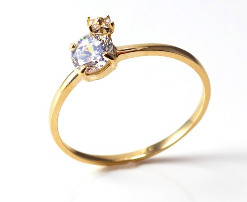 9ct jaune solitaire - 9ct, or