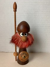 RARE FIGURINE VIKING BOIS DANISH - BEER SKANSEN VINTAGE SCANDINAVE