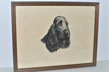 -ANCIENNE LITHOGRAPHIE CHIEN COCKER signée crayon JEAN HERBLET NO LEON DANCHIN