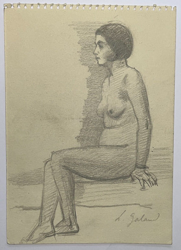 Femme nue assise dessin - assise,