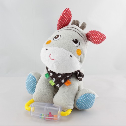 Doudou cheval ane gris foulard