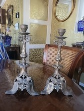 Ancien Lot De Deux Bougeoir En Regule Art Nouveau