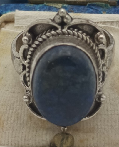 Bague argent lapis - argent,