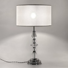 Lampe metal chromé verre/cristal vintage table lamp design Art Deco année 30