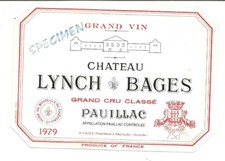 PAUILLAC GCC ETIQUETTE CHATEAU LYNCH BAGES 1979.Spécimen.Intacte.