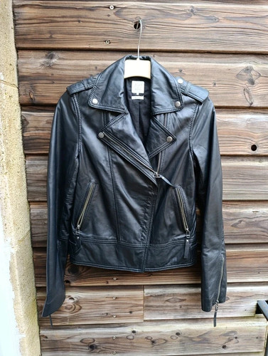 Veste perfecto noir cuir - en, de