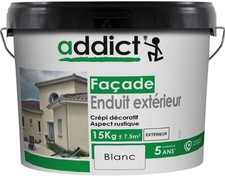 Crépi rustique extérieur façade supports irréguliers Blanc ADDICT 15 Kg