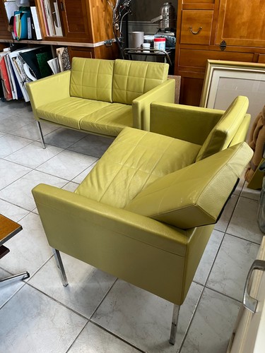 Lot banquettes cuir vert - de,
