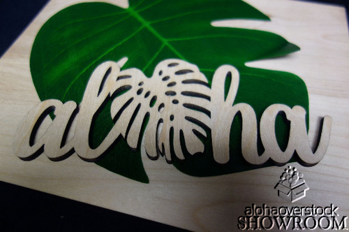 Laser cut wooden - aloha, w/
