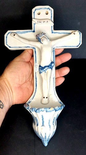 Important benitier faience - benitier, en