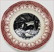 SARREGUEMINES ASSIETTE PARLANTE EN FAIENCE     "LE PIEGE A LOUP"