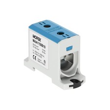 Bloc de jonction alu cuivre bleu (neutre) 25 à 150mm² 1000V AC/DC - Rail DIN -