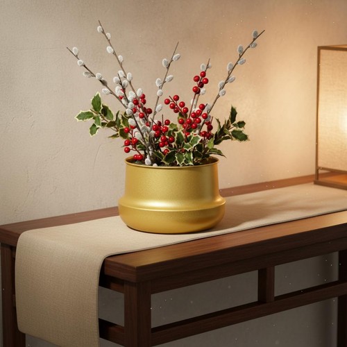 Vase doré avec orchidées - doré,