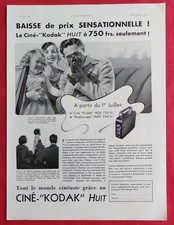 Publicité de Presse: Caméra  Le CINE "KODAK" HUIT  (Semelle WOOD-MILNE)  1934