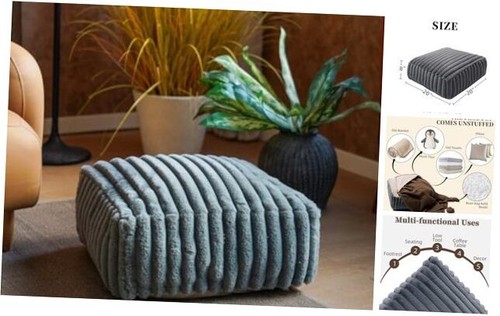 Unstuffed pouf ottoman - pouf, cover