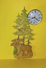Wooden clock, Moose hand made