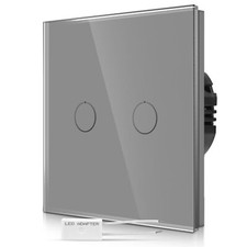 Interrupteur variateur tactile encastré - Gris - Double variateur avec LED d'...