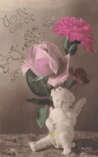 CP AMITIE SINCERE ANGE PORCELAINE VASE ROSE OEILLET - 92870