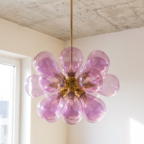 Lustre grappe verre rose - grappe,