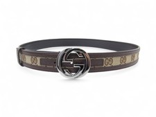 NEUF CEINTURE GUCCI BOUCLE GG 114874 T85 TOILE SUPREME MONOGRAM CUIR BELT 400€