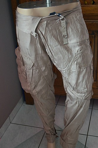 Pantalon satiné taupe - pantalon, high