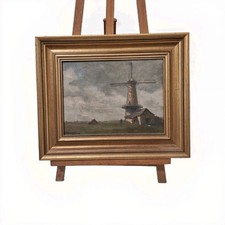    Marcel Bertoin (1897-1983) huile sur panneau Scène moulin cadre bois doré    