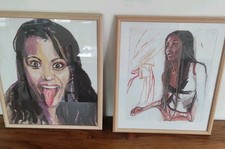 Lamazou Titouan Deux Dessins Encadrés FEMMES DU MONDE