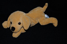? Doudou chien NICOTOY beige couché brun marron 25 cm allongé peluche TTBE