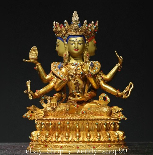 Copper gilt painting - copper, gems