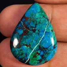 25.85Cts. Cabochon de poire de chrysocolle bleu turquoise vert naturel pierre...