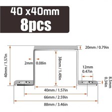 Pinces inox 40x40mm pour tubes