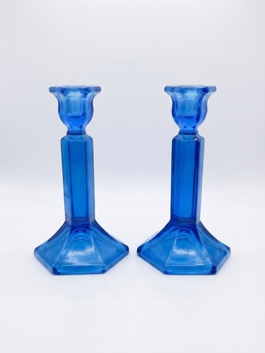 Paire bougeoirs verre - bougeoirs, en