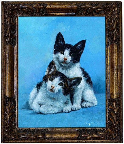 Peinture huile chat - À, l’huile